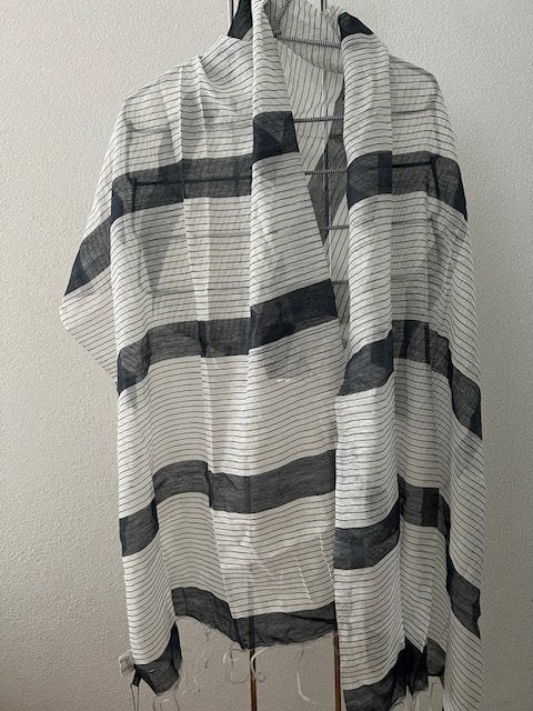 NIEUW SINTESIS Sjaal Shawl Katoen Zijde Zwart Kit, Verzenden, Maat 46/48 (XL) of groter, Nieuw, Sintesis