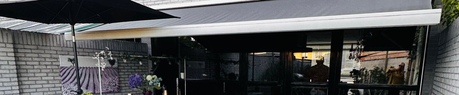 Zonwering met Nieuw doek anthraciet 3 x 5.5 m, Tuin en Terras, Ophalen, Zo goed als nieuw, Tuinpaviljoen