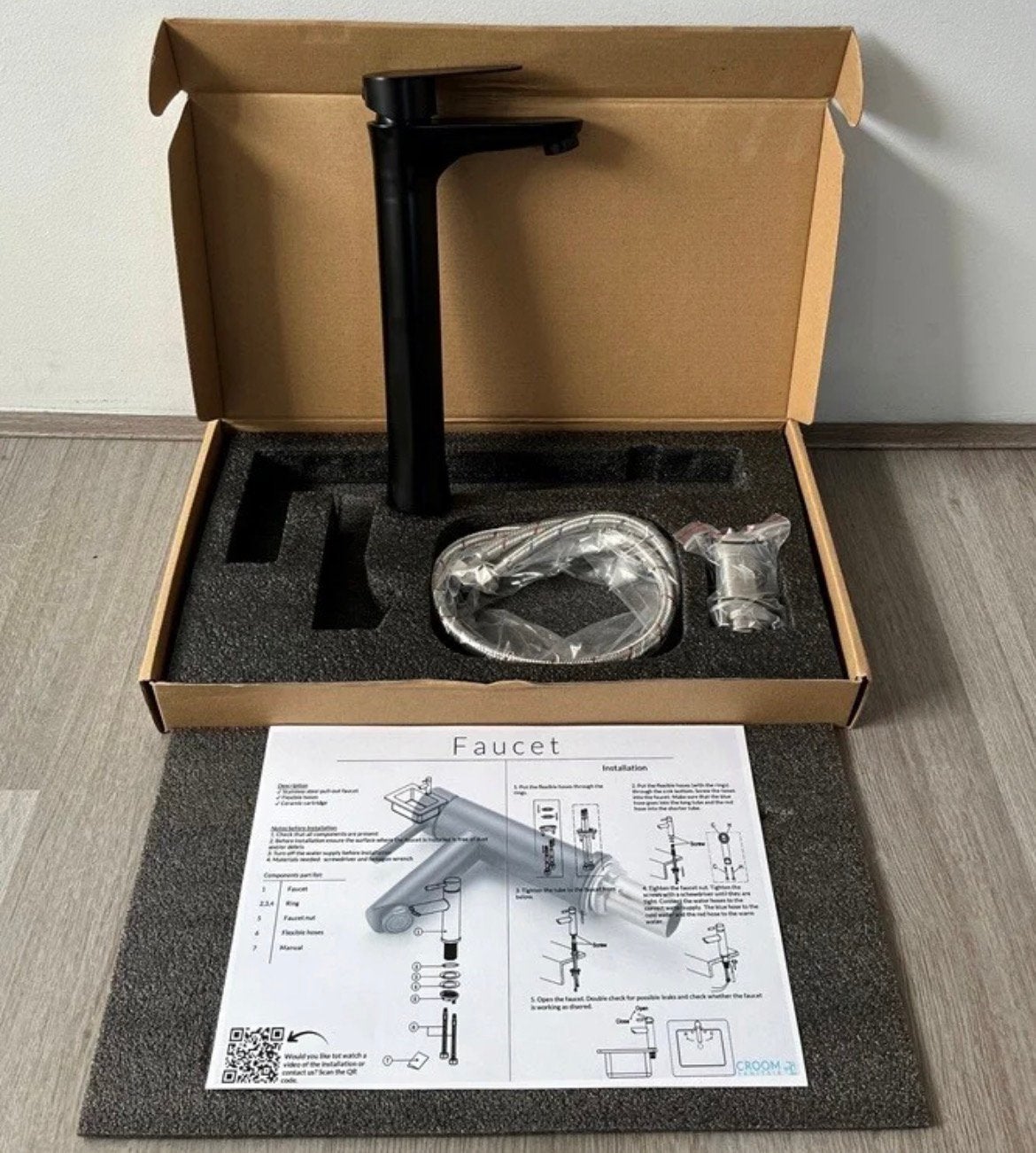 Croom Wastafelkraan Hoog Onyx Mat Zwart, Ophalen of Verzenden, Nieuw, Zwart, Overige typen