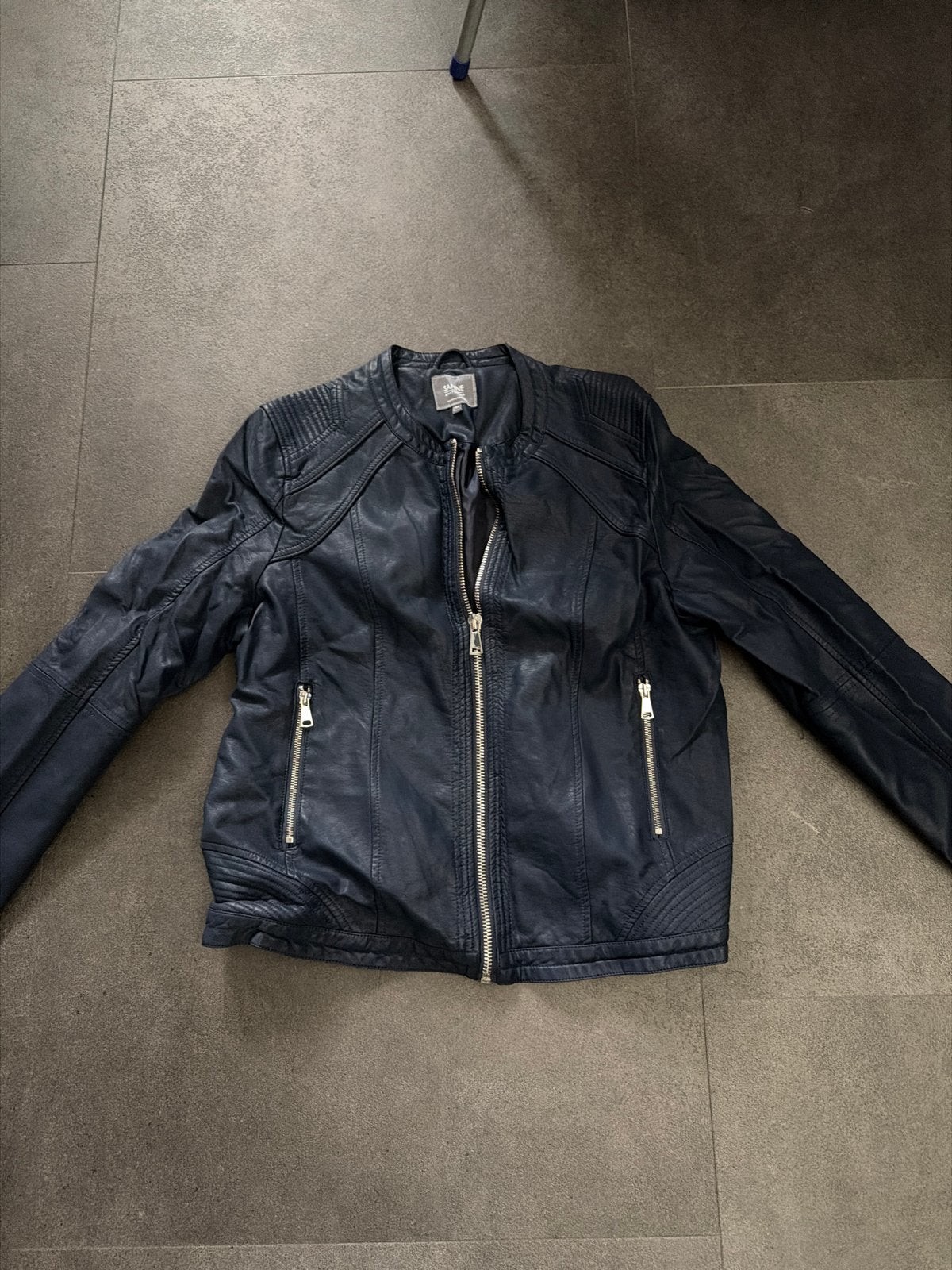 Sanne Amsterdam leren jasje maat 44, Verzenden, Zo goed als nieuw, Maat 46/48 (XL) of groter, Blauw