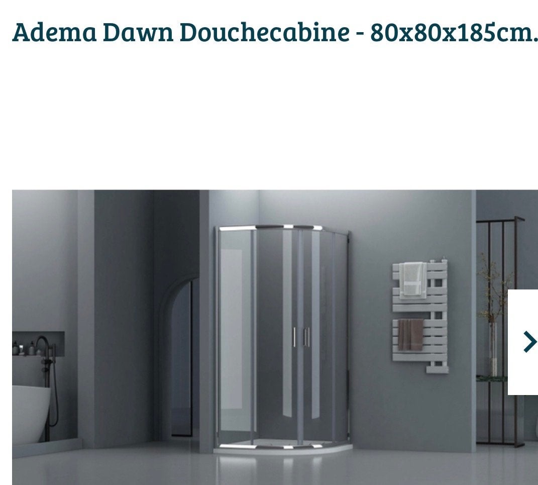 Adema Dawn Douchecabine - 80x80x185cm, Doe-het-zelf en Verbouw, Sanitair, Ophalen, Nieuw, Chroom, Douche