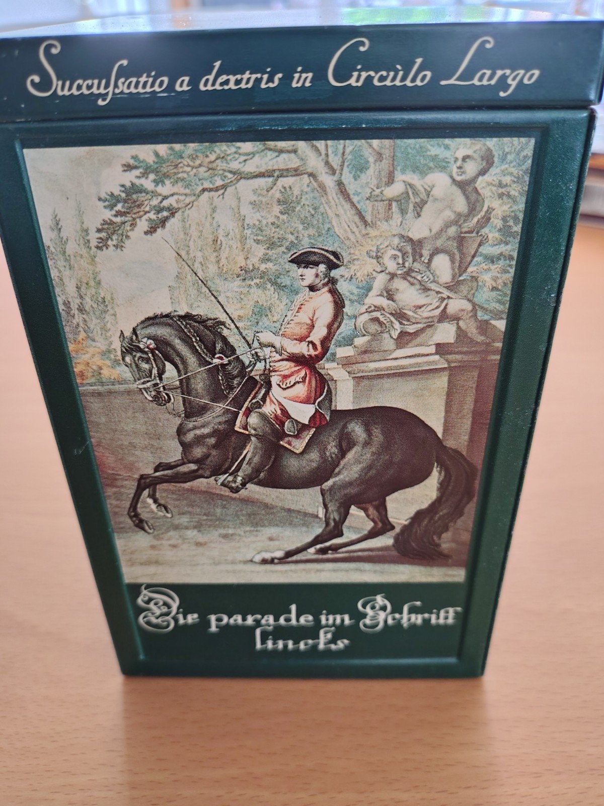 Vintage Droste theeblik met paardenmotief, Verzamelen, Blikken, Ophalen of Verzenden, Gebruikt, Thee, Droste