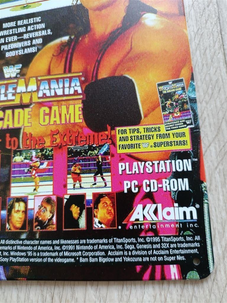 WWF Wrestlemania wwe Metalen Retro arcade Wandbord, Spelcomputers en Games, Games | Overige, Vechten, 1 speler, Nieuw, Ophalen of Verzenden