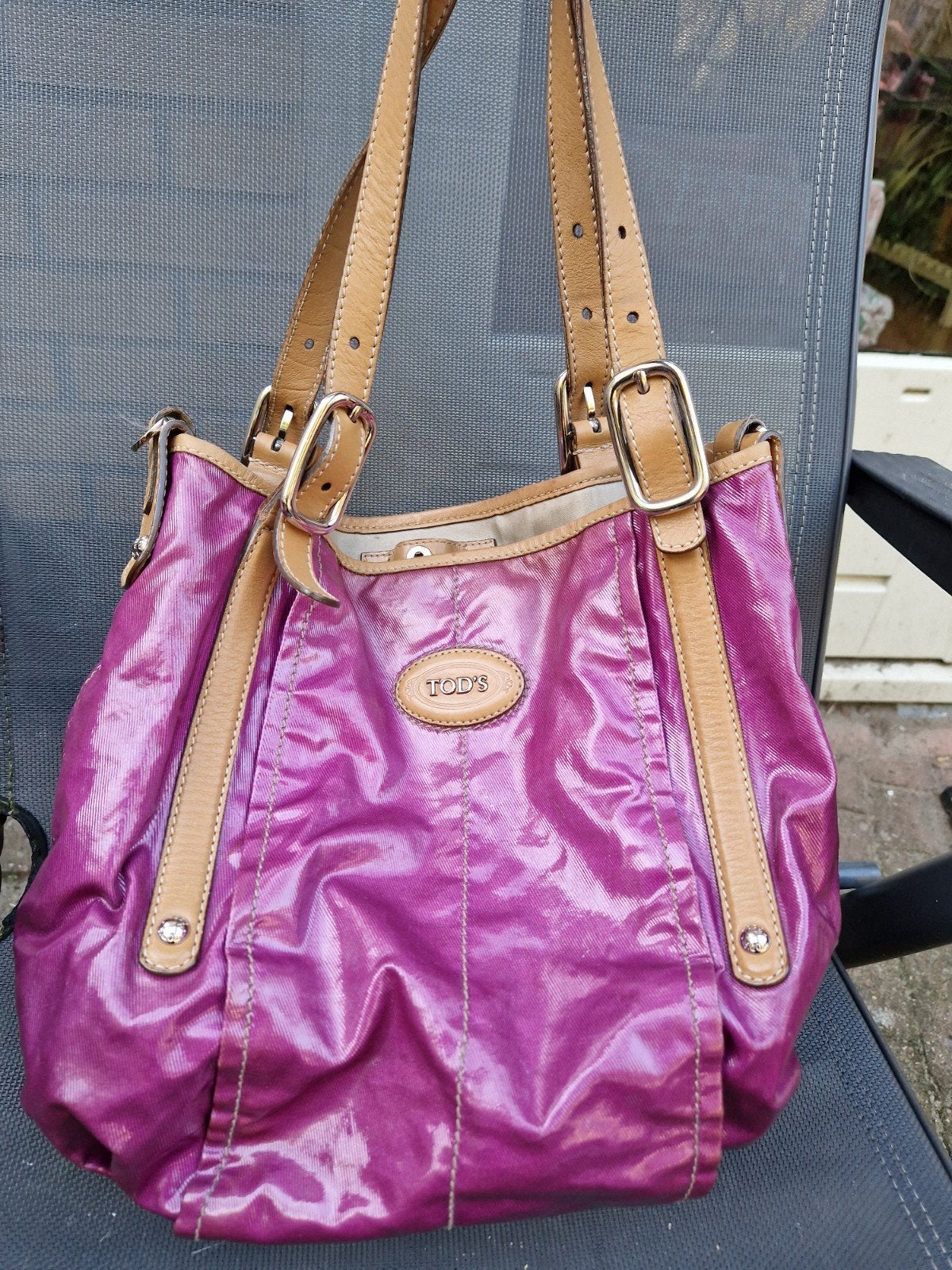 prachtige originele Tod's schoudertas, Ophalen of Verzenden, Gebruikt, Paars, Schoudertasje