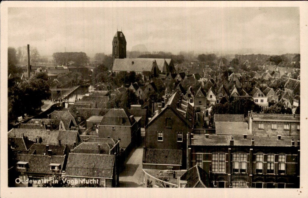 Oudewater - Vogelvlucht - Kerk, Ophalen of Verzenden, 1940 tot 1960, Gelopen, Utrecht