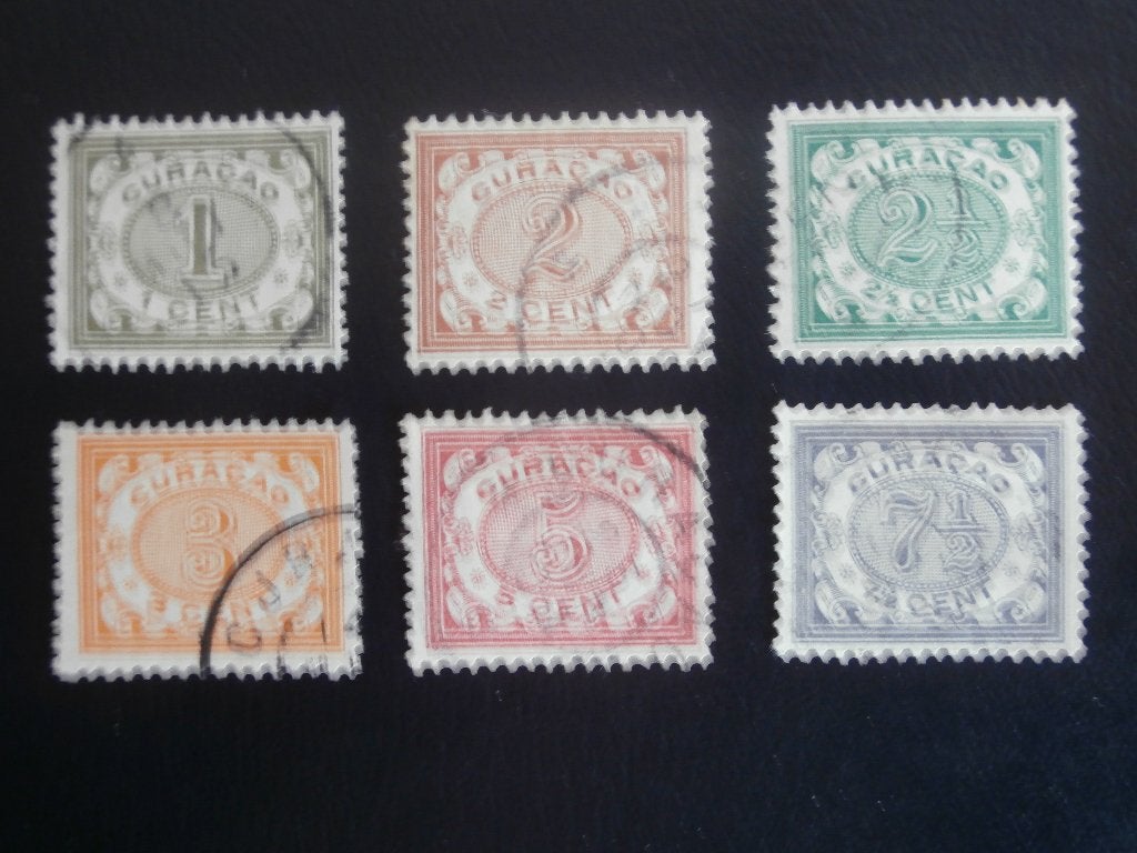 CURACAO 1904-1908; serie CIJFERZEGELS, Verzenden, Gestempeld
