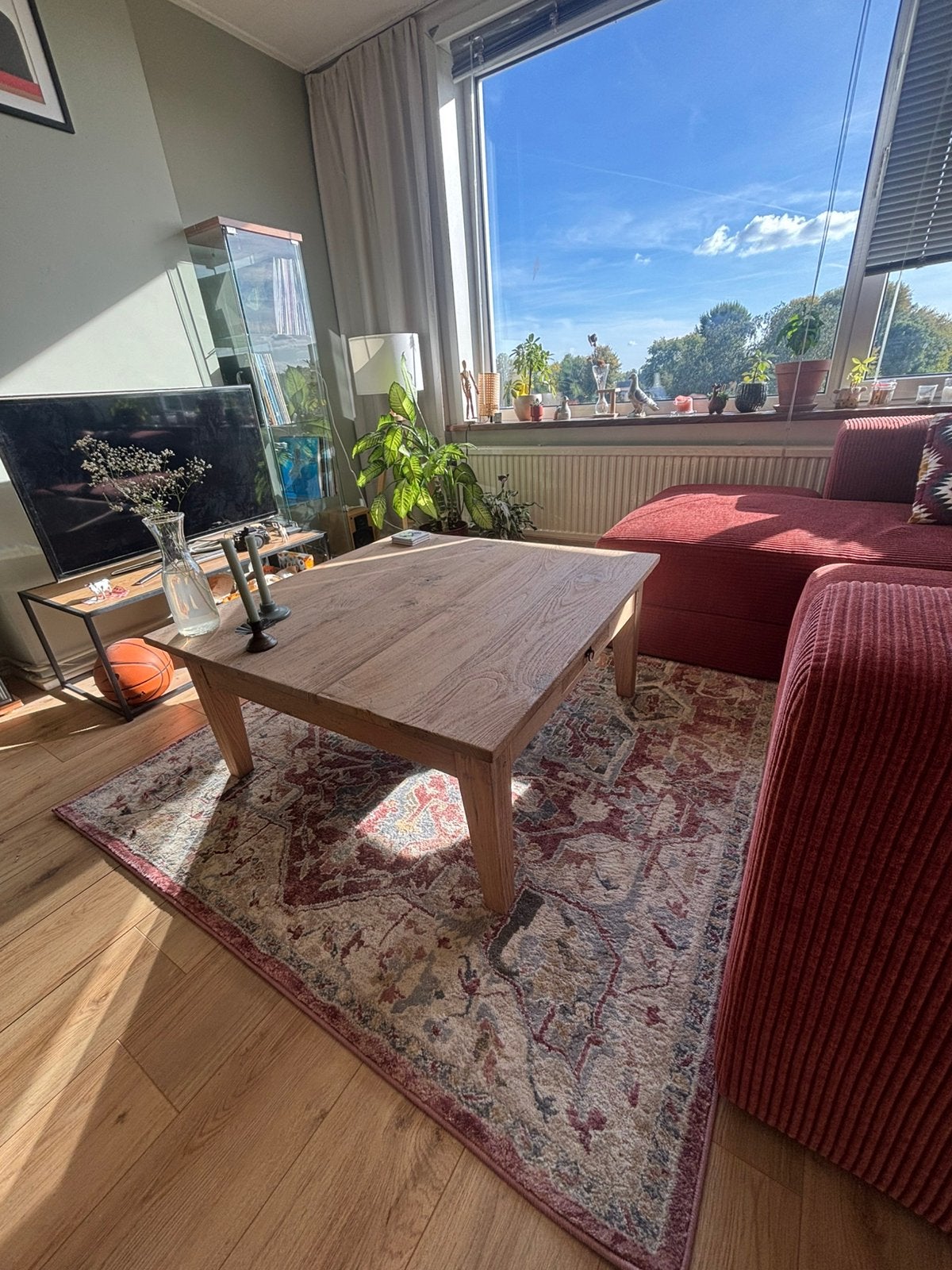 Robuuste houten salontafel met lade, Ophalen, Gebruikt, 75 cm of meer, 60 cm of meer