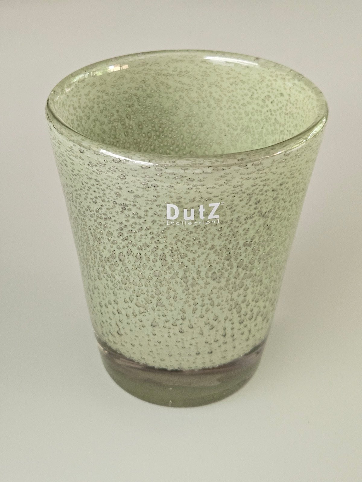 DutZ Glazen Vaas/Windlicht - Groen met Bubbelstructuur, Huis en Inrichting, Woonaccessoires | Vazen, Zo goed als nieuw, Groen