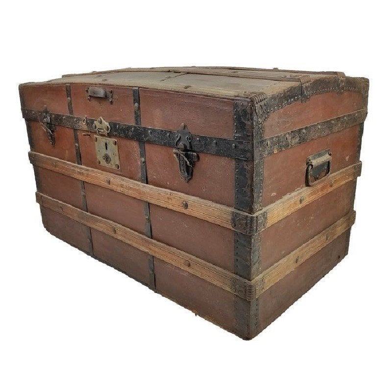 Antiek Houten Portugese Reiskoffer Dekenkist Kist Vintage, Ophalen of Verzenden