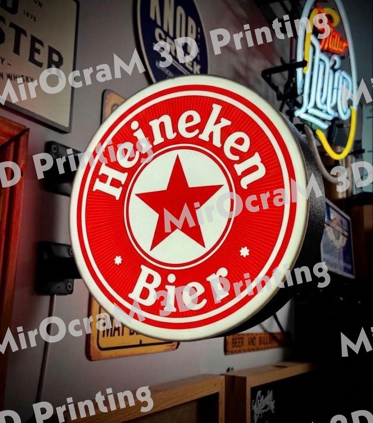 Heineken Bier Lichtreclame - Rond LED Sign, Verzenden