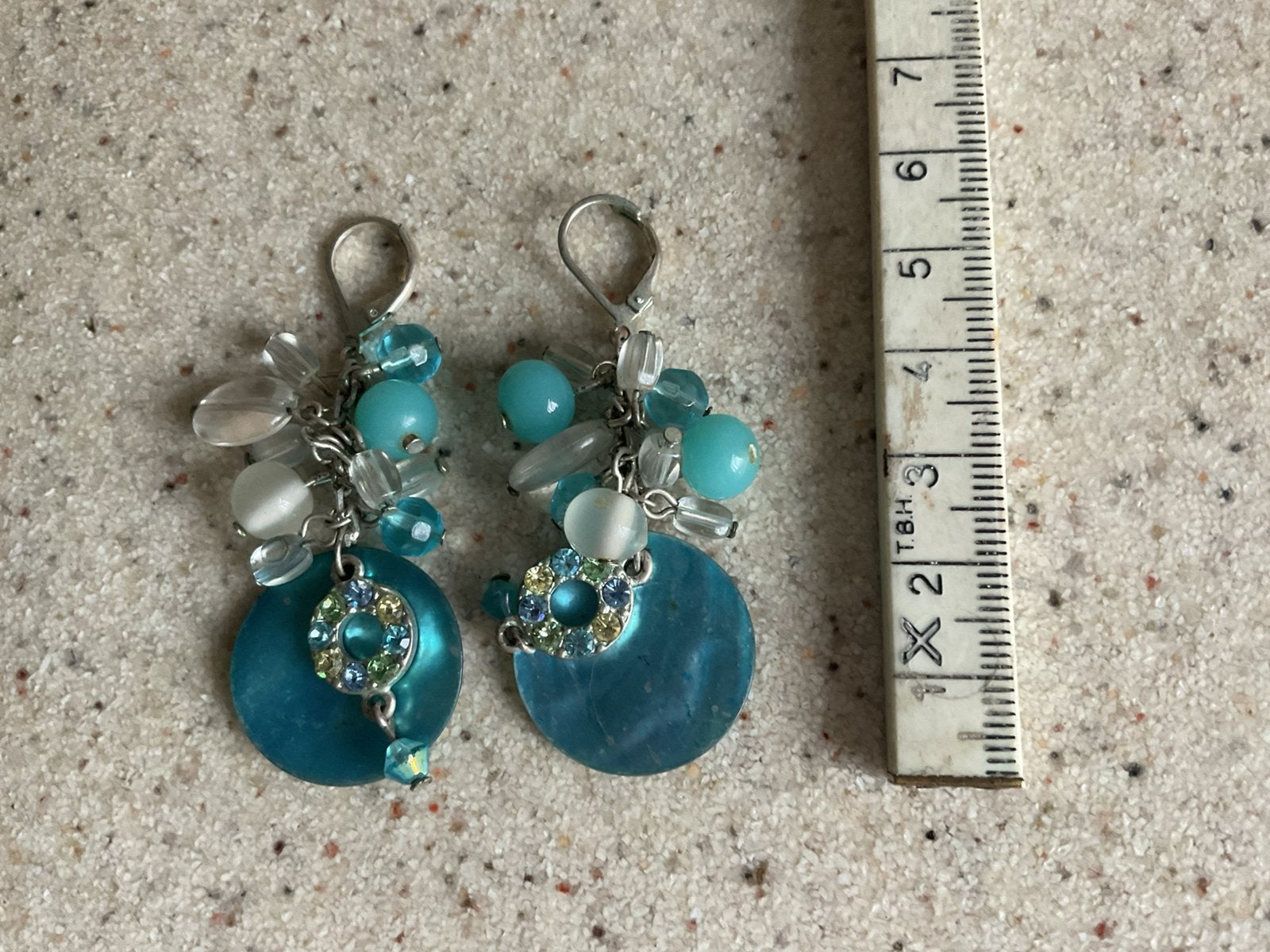 Turquoise oorhangers, Ophalen of Verzenden, Zo goed als nieuw, Blauw, Overige materialen