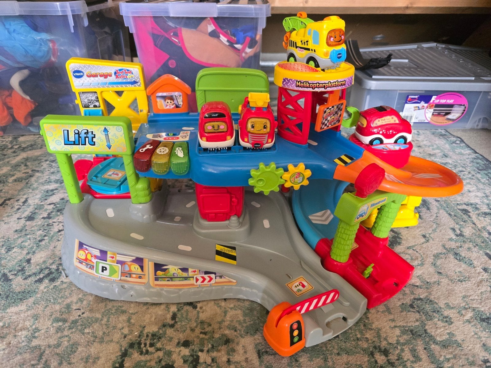 VTech Toet Toet Auto's Garage met 4 auto's, Ophalen, Zo goed als nieuw