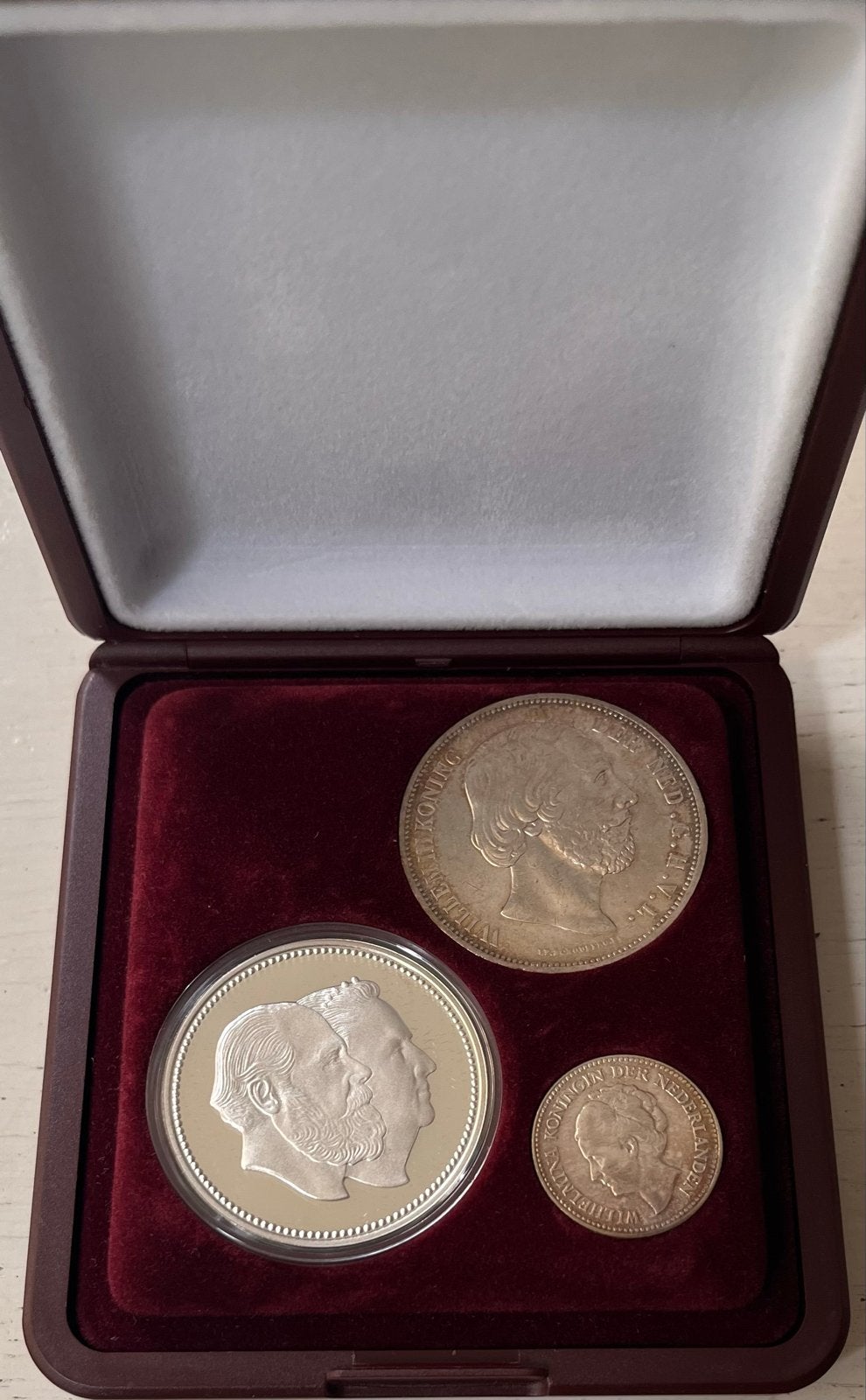 Zilveren munten set: 2½ gulden, ½ gulden & penning, Postzegels en Munten, Munten | Nederland, Koning Willem III, Zilver, Overige waardes