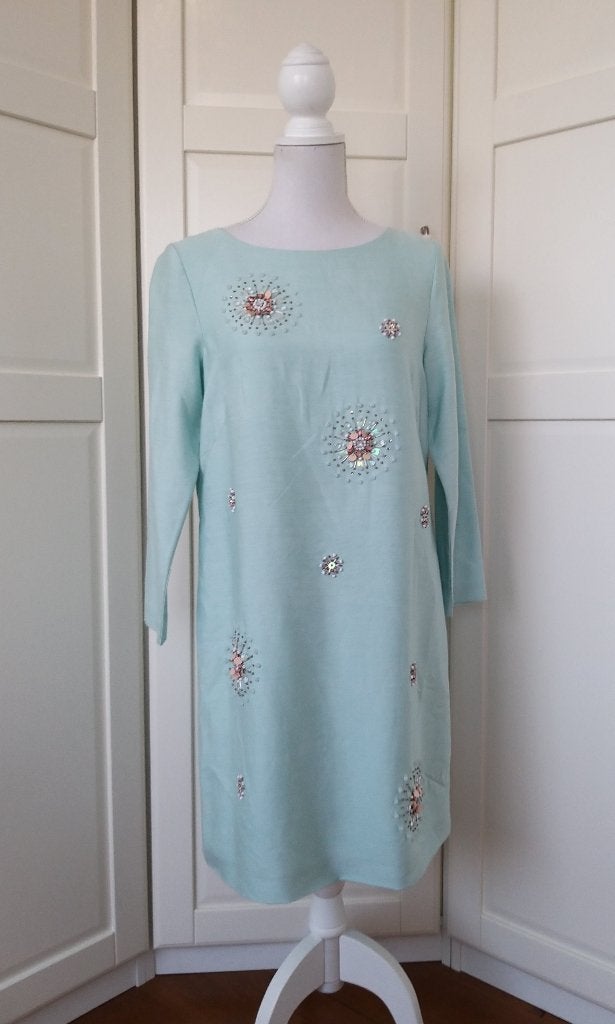 Boden mint groene lovertjes jurk met wol en zijde, maat M, Kleding | Dames, Maat 38/40 (M), Boden, Ophalen of Verzenden, Gedragen