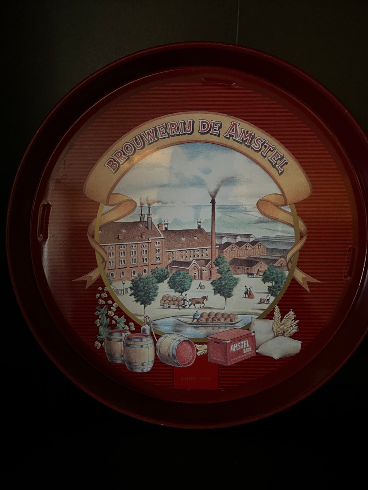 Vintage Amstel Brouwerij dienblad - Anno 1870, Ophalen of Verzenden, Gebruikt, Gebruiksvoorwerp