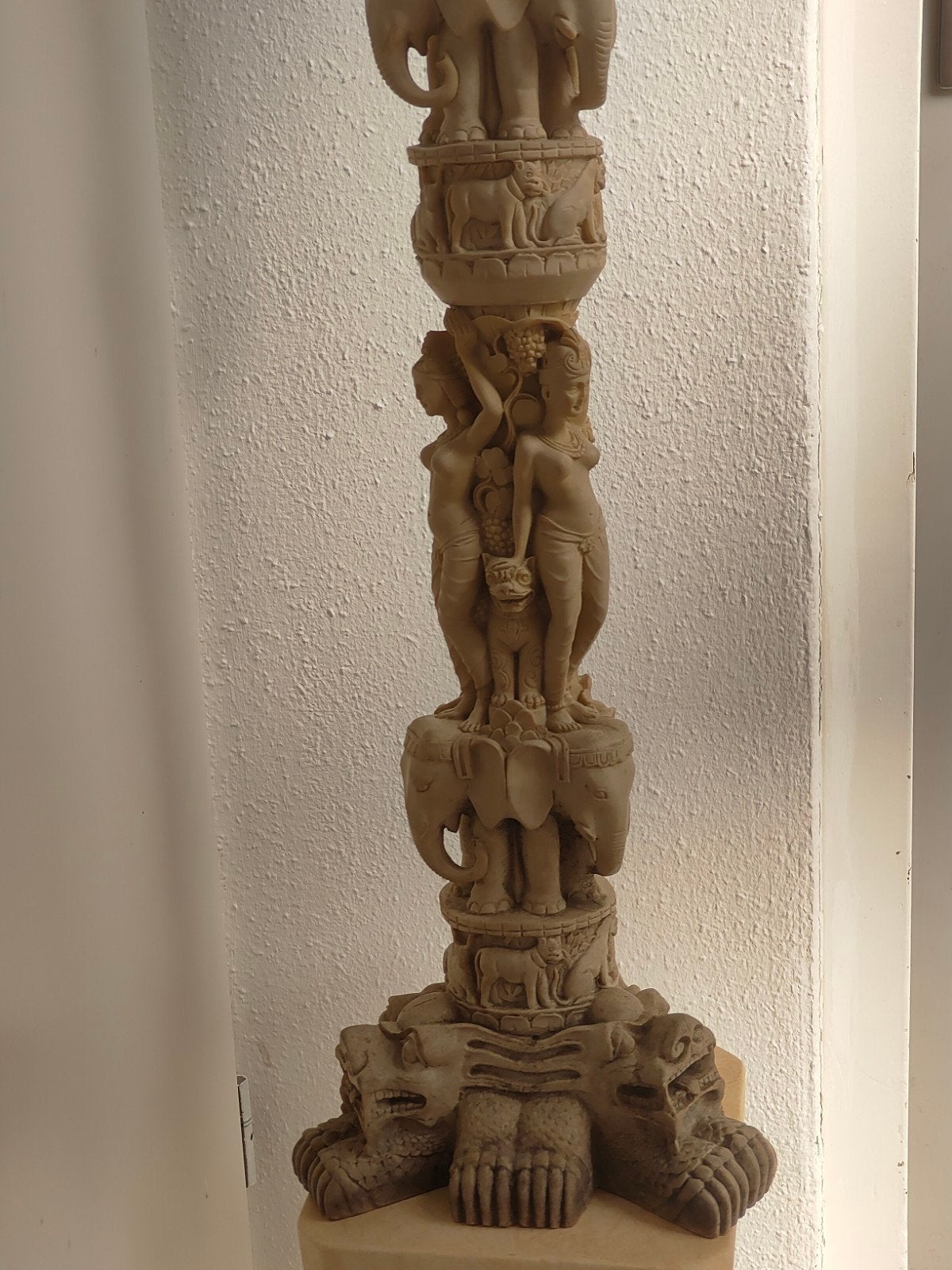 Prachtige Indische Zuil/Grote Kandelaar/Pilaar met Olifanten, Ophalen