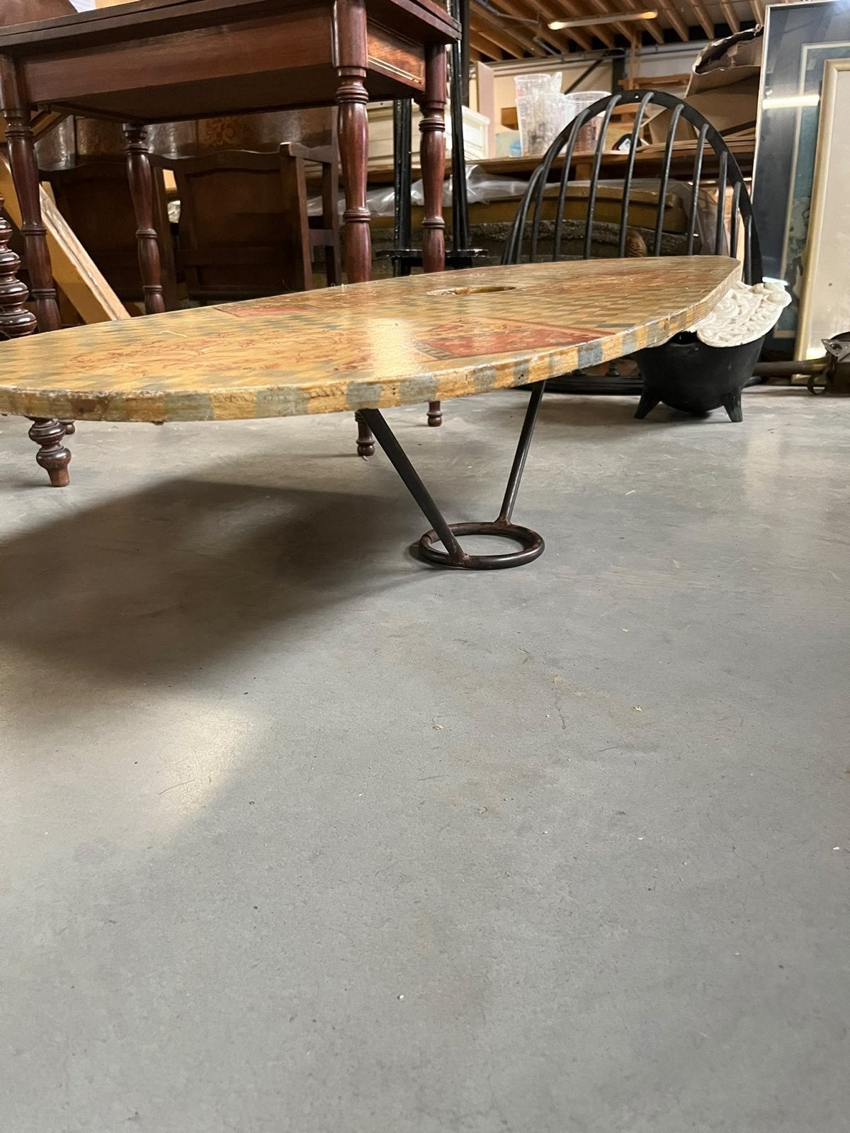 Unieke ovale salontafel met decoratief blad, Ophalen of Verzenden