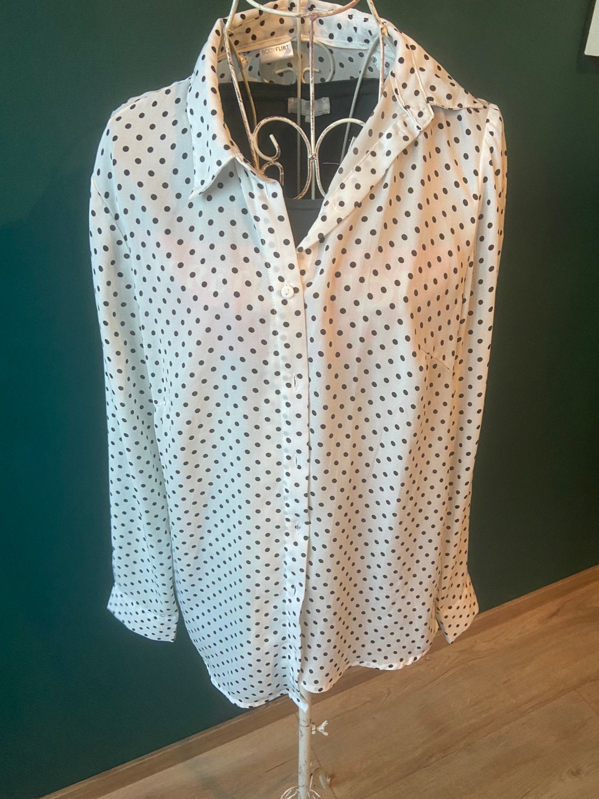 Mooie Bodyflirt polkadot blouse 40, Ophalen of Verzenden, Zo goed als nieuw, Maat 38/40 (M), Wit