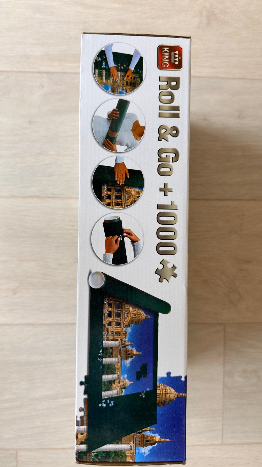 King Roll & Go + 1000 stukjes puzzelmat, Hobby en Vrije tijd, Ophalen of Verzenden, 500 t/m 1500 stukjes, Zo goed als nieuw, Legpuzzel