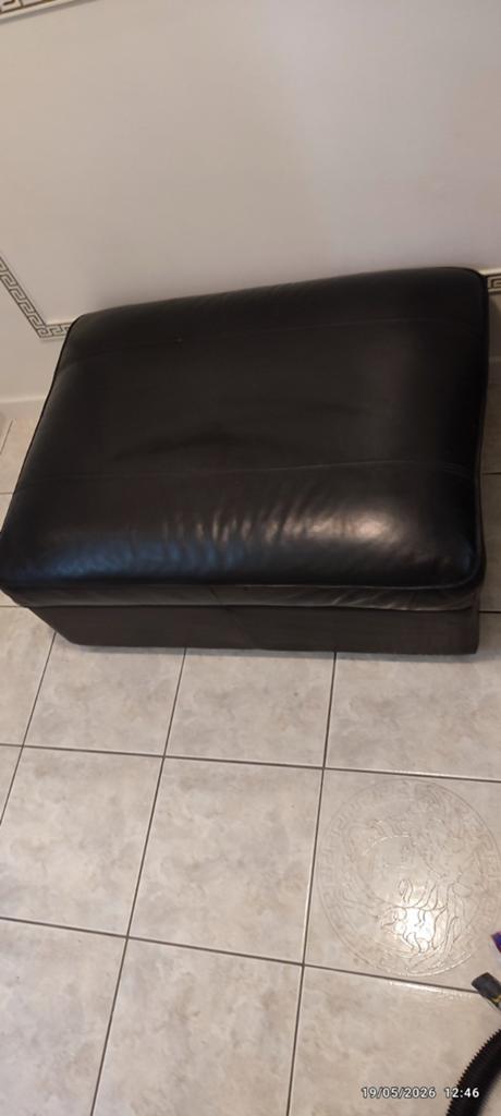 IKEA KIVIK voetenbank/poef zwart leer met opbergruimte, Gebruikt, Verzenden, Modern, Functioneel, Leer