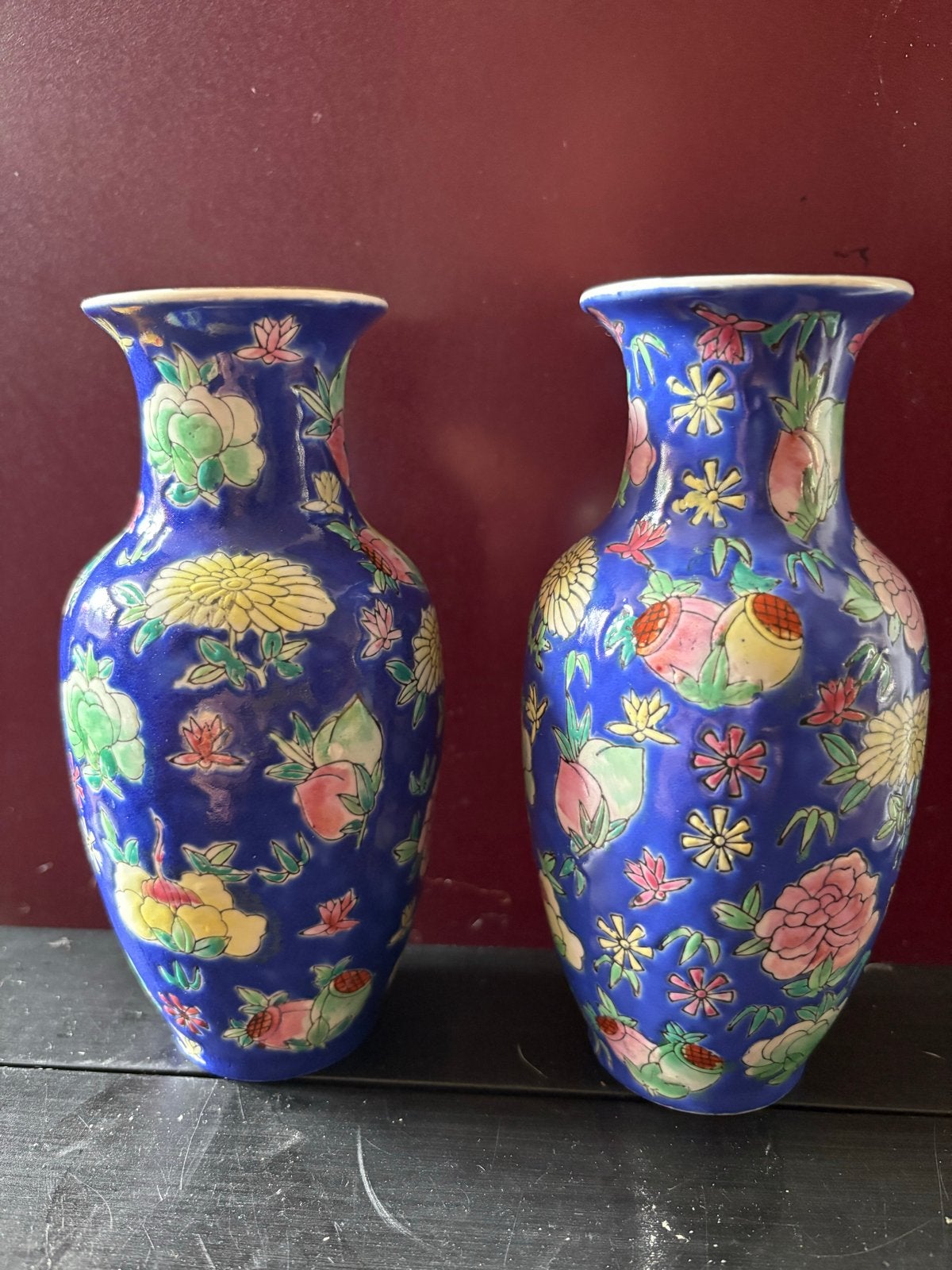 Set van 2 Chinese vaasjes met bloemmotief, Ophalen of Verzenden