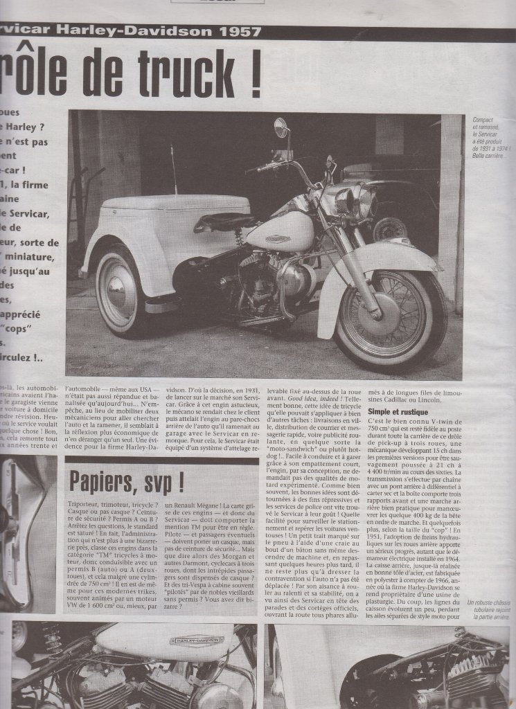 1957 Motorcycle Harley Davidson Servicar collection, Verzenden, Gelezen