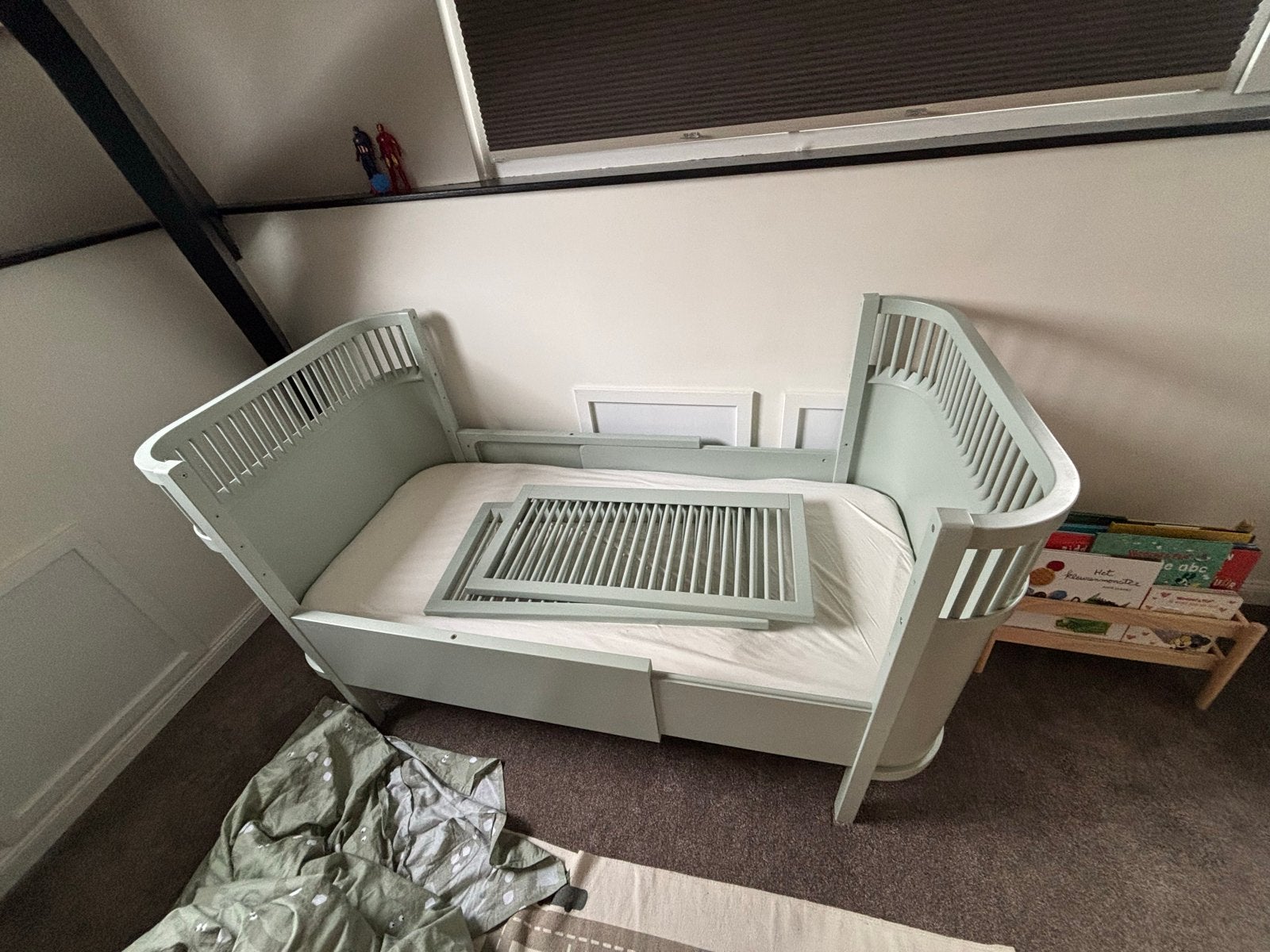 Sebra Kili meegroeibed - Mist Green, Ophalen, Gebruikt, 70 tot 85 cm, Lattenbodem
