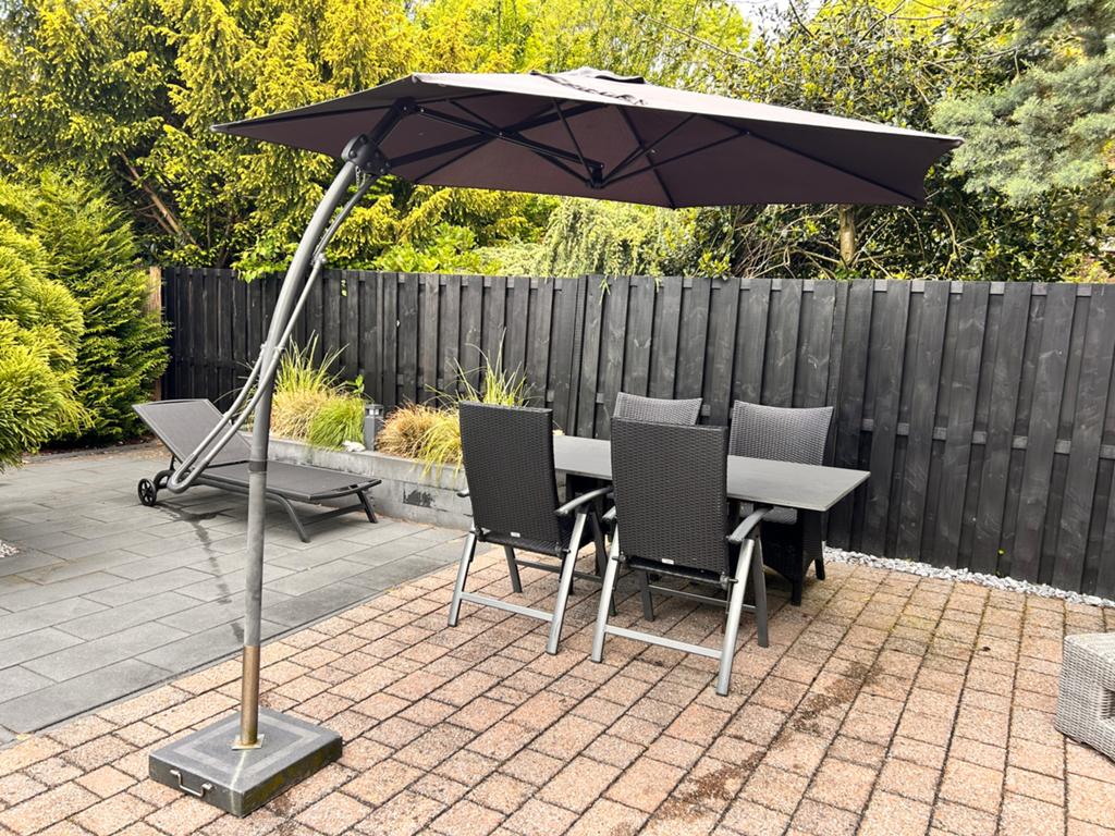 Tuinset massief stenen blad, Tuin en Terras, Ophalen, Gebruikt, Eettafel, Tuinset