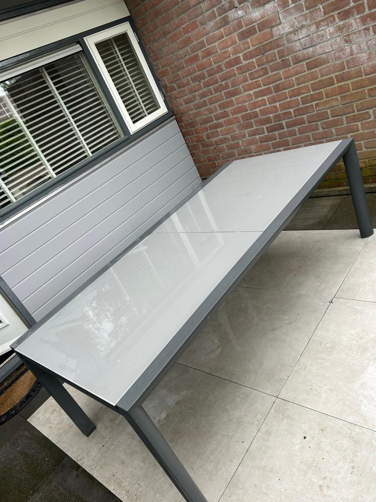 4 Seasons Outdoor uitschuiftafel max 12 pers., Ophalen of Verzenden, Gebruikt, Rechthoekig, Metaal