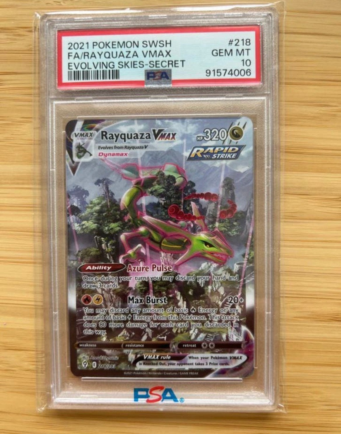 Rayquaza VMAX PSA 10, Hobby en Vrije tijd, Verzamelkaartspellen | Pokémon, Ophalen, Zo goed als nieuw