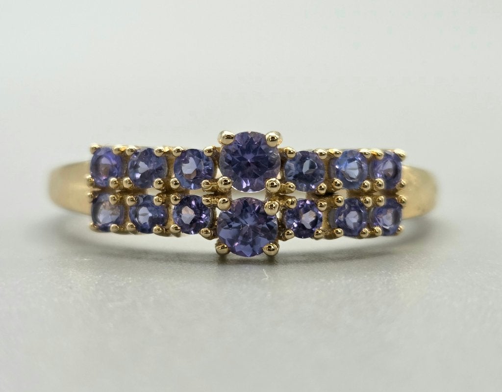 Vintage gouden  ring met edelsteen tanzaniet. 2026/357, Paars, Nieuw, Ophalen of Verzenden, .