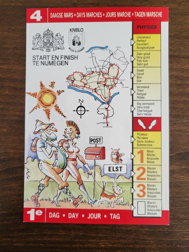 Set 5 ansichtkaarten Nijmeegse Vierdaagse ( 75e Vierdaagse), Ophalen of Verzenden, 1980 tot heden, Ongelopen, Sport en Spel