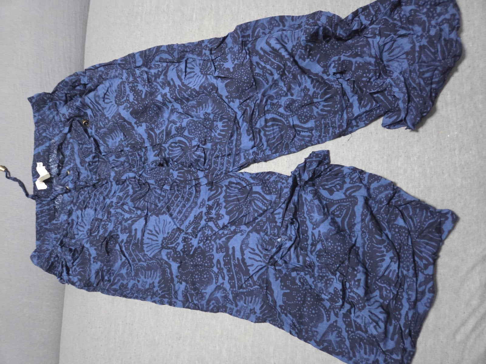 H&M Blauwe Capri Broek met Patroon - Maat 38 (M), Maat 38/40 (M), H&M, Blauw, Ophalen of Verzenden