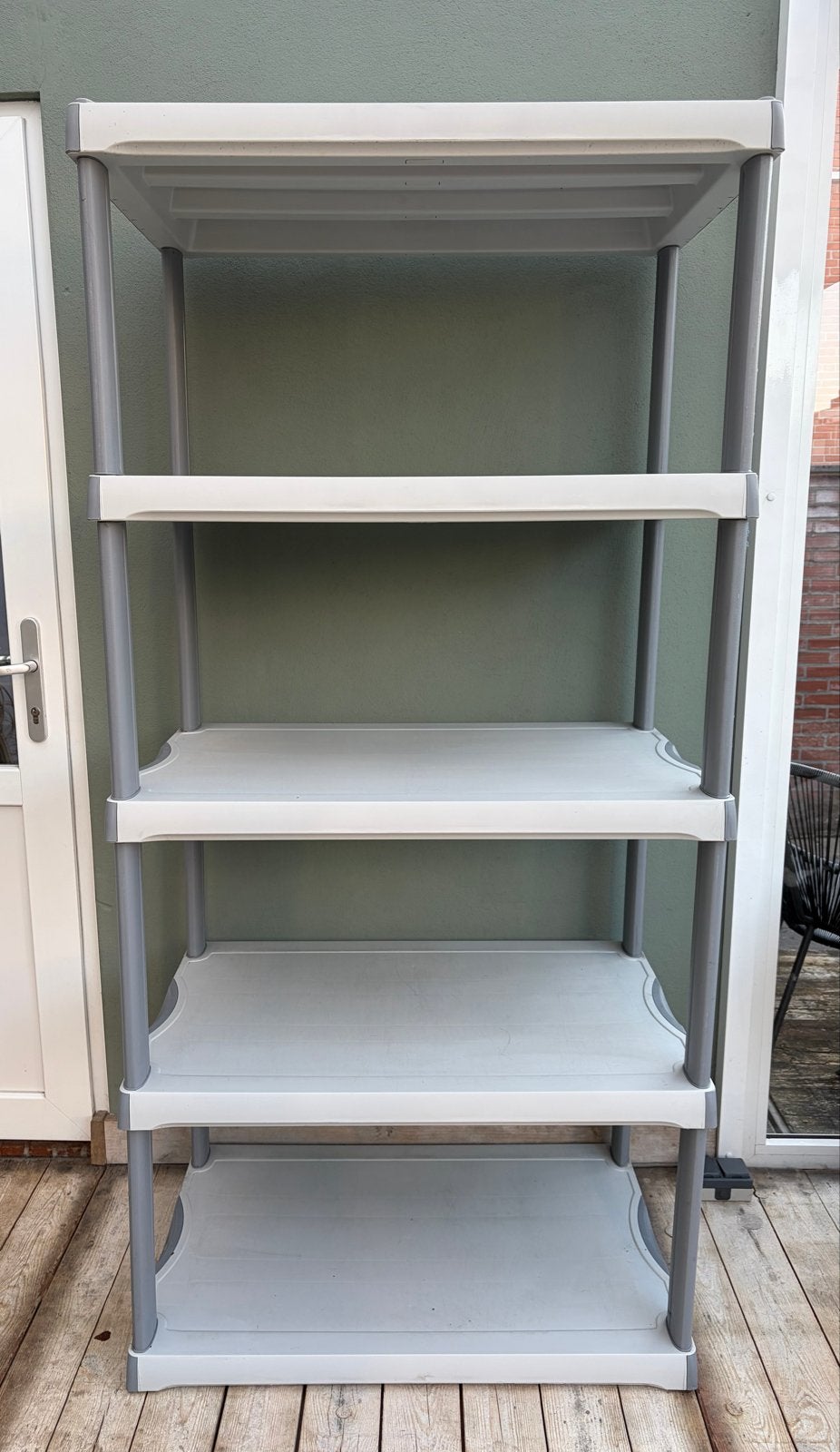 Kunststof opbergrek met 5 planken - 187x90x61cm, Huis en Inrichting, Ophalen, Gebruikt