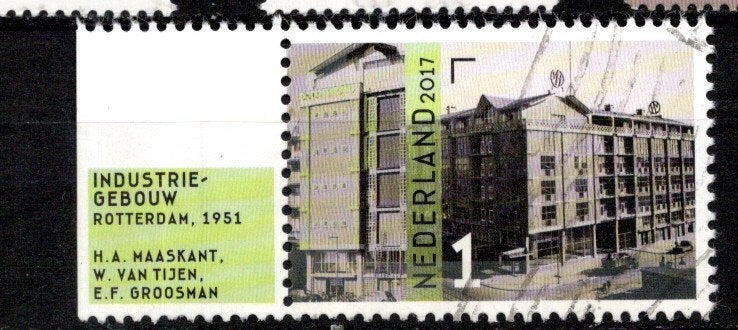 gestempelde zegel. Jaar 2017: architectuur met tab, Ophalen of Verzenden, Na 1940, Gestempeld