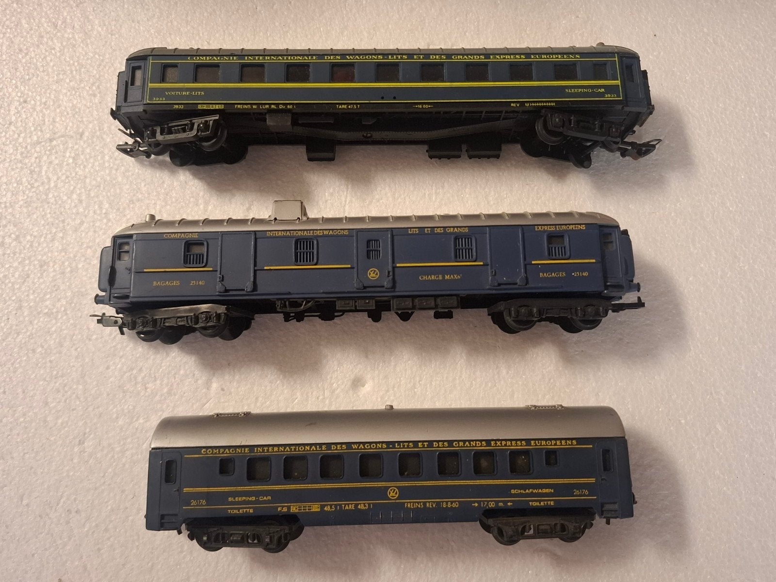 3 pullman wagons gelijkstroom in ho, Gebruikt, Gelijkstroom, Jouef, Wagon