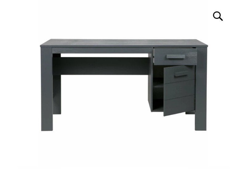 bureau Woood Dennis staalgrijs, Huis en Inrichting, Ophalen, Met lades, 141 cm, Hout