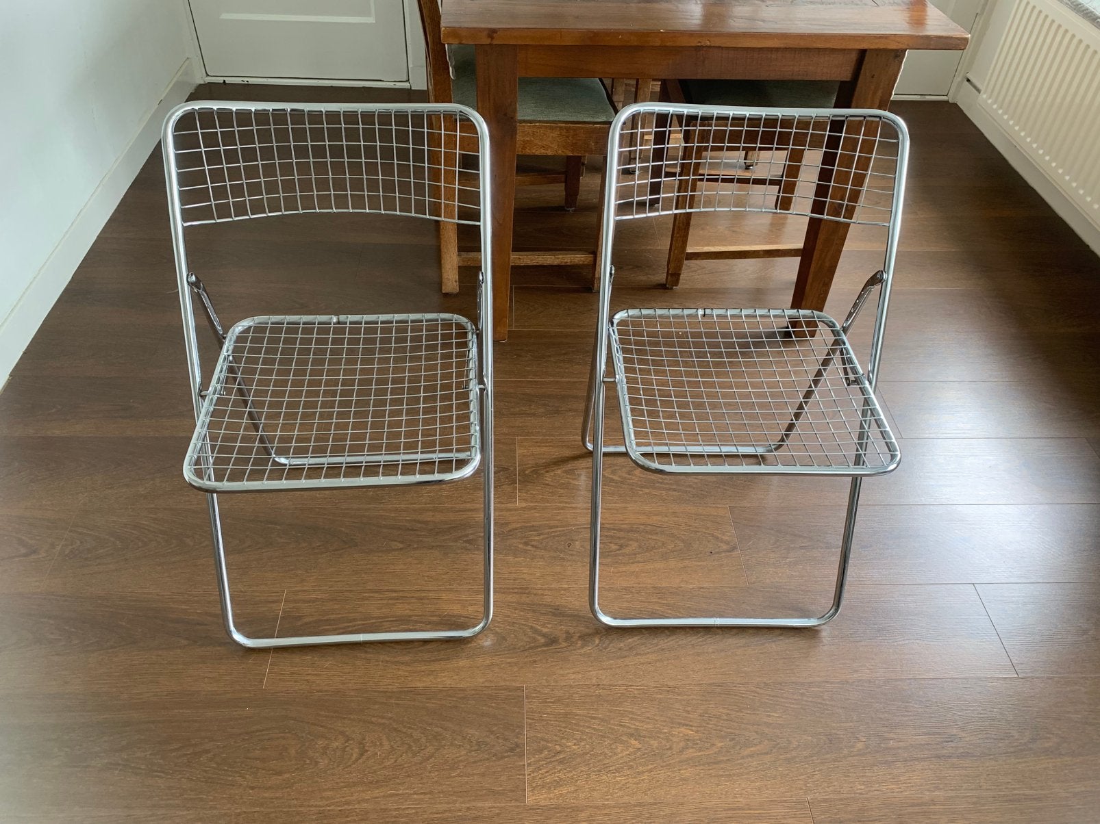 2 vintage IKEA klapstoelen chroom Niels Gammelgaard Ted Net, Ophalen, Gebruikt, Twee, Overige kleuren