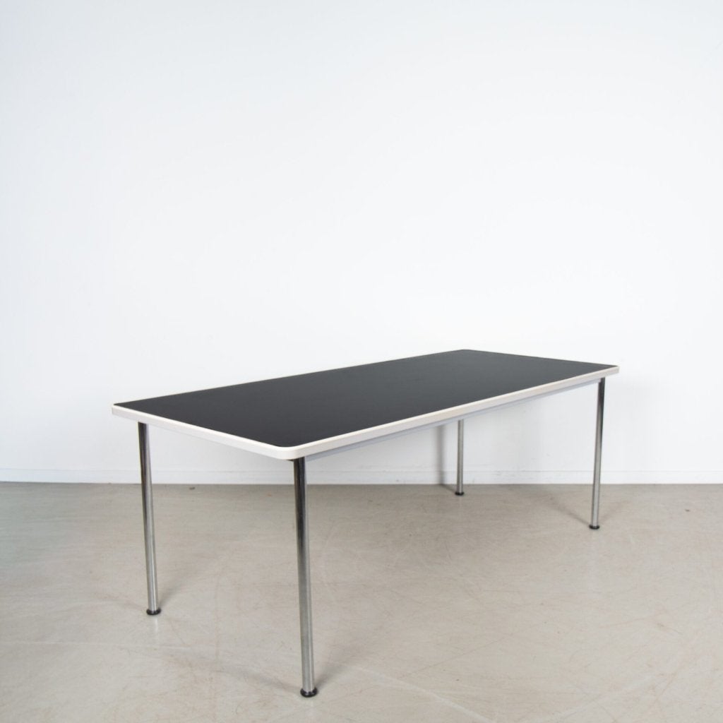 1x Gispen 515 Tafel Zwart Linoleum - Chroom, Huis en Inrichting, Tafels | Eettafels, Niet ingevuld, Zo goed als nieuw, Niet ingevuld