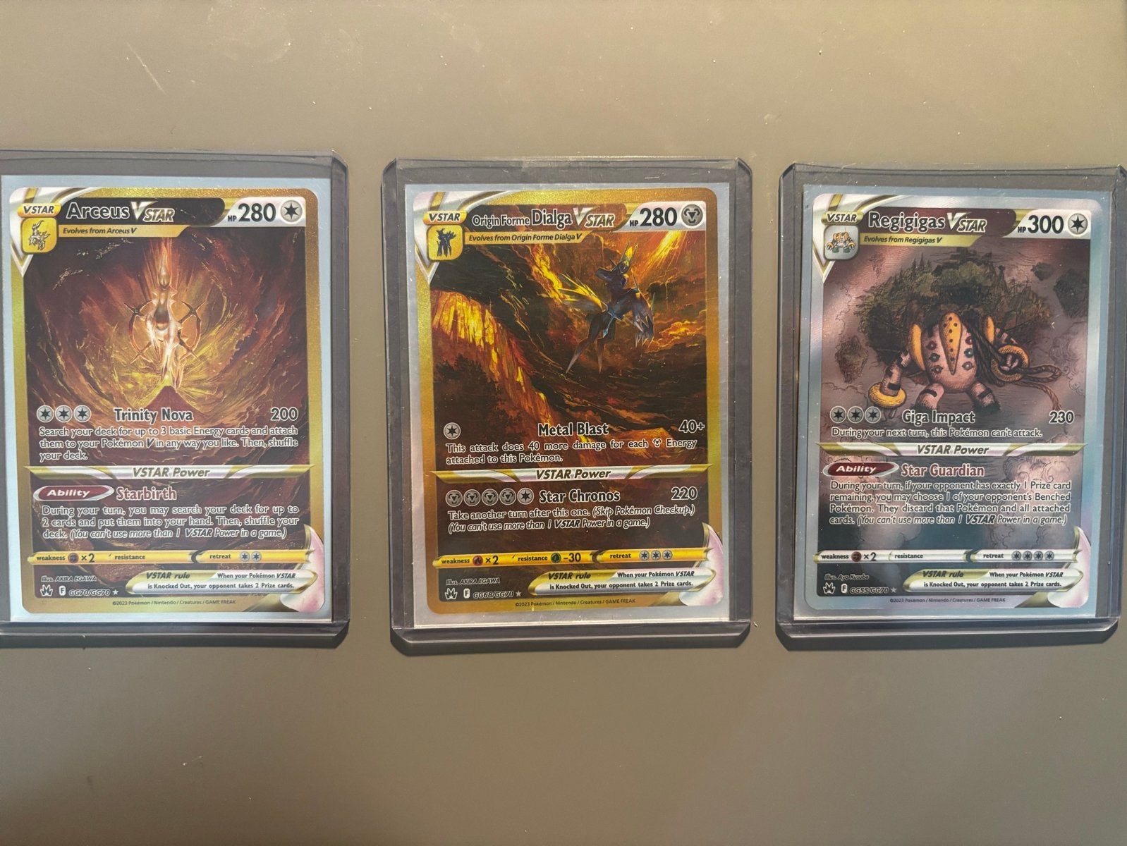 Pokémon V STAR Kaart Crown Zenith Arceus, Dialga, Regigigas, Ophalen of Verzenden, Zo goed als nieuw, Meerdere kaarten