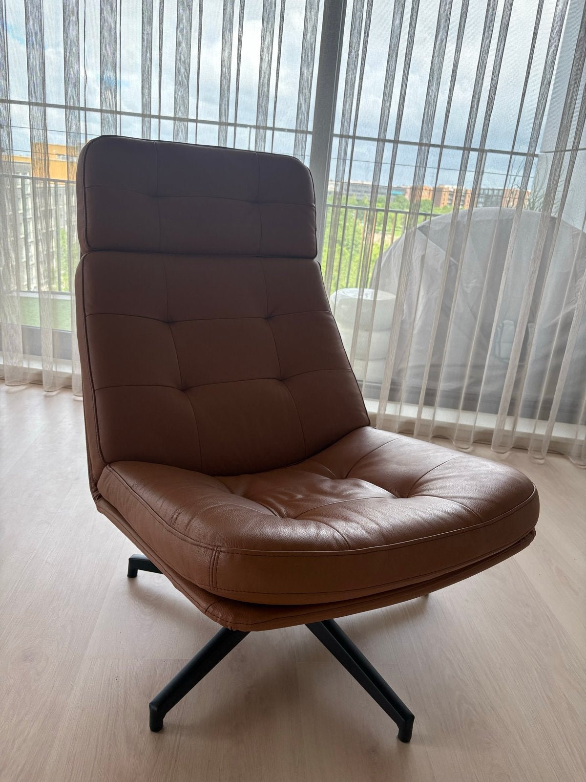 IKEA HAVBERG Leren Fauteuil - Zo goed als nieuw, Huis en Inrichting, Fauteuils, Ophalen, Leer, Zo goed als nieuw, 75 tot 100 cm