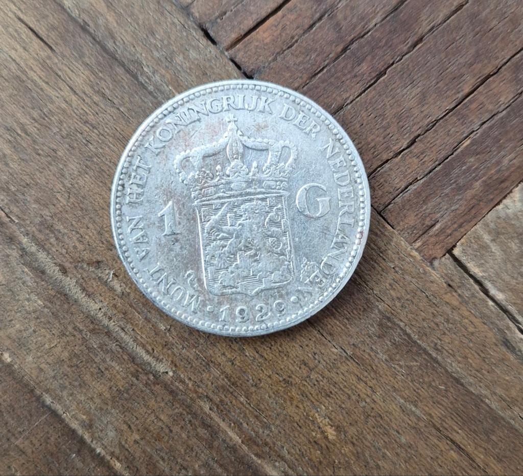 Zilveren 1 gulden Wilhelmina 1929, Postzegels en Munten, Munten | Nederland, 1 gulden, Zilver, Ophalen of Verzenden, Koningin Wilhelmina