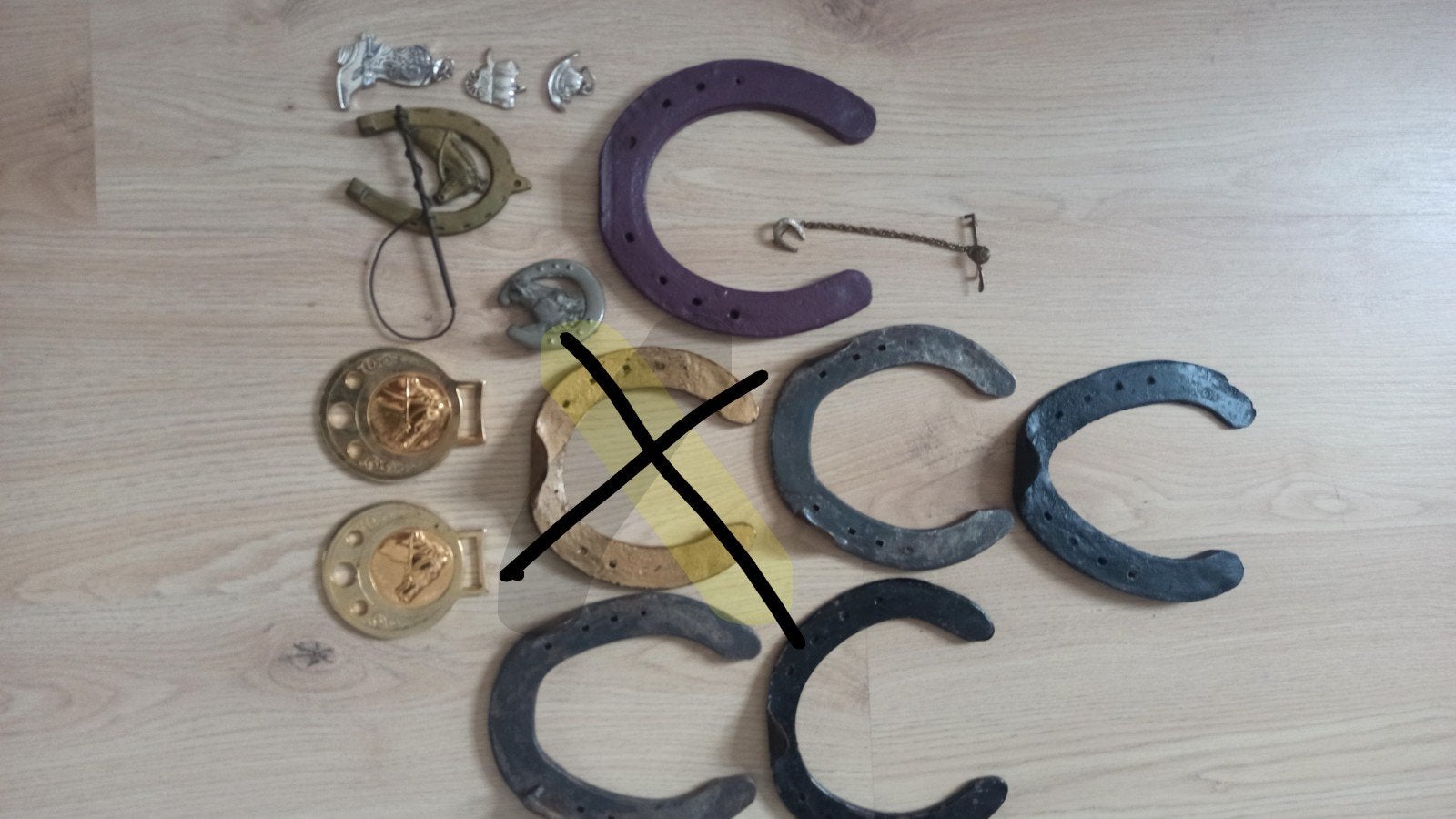Hoefijzers, speldje, e.a, Ophalen of Verzenden, Gebruikt