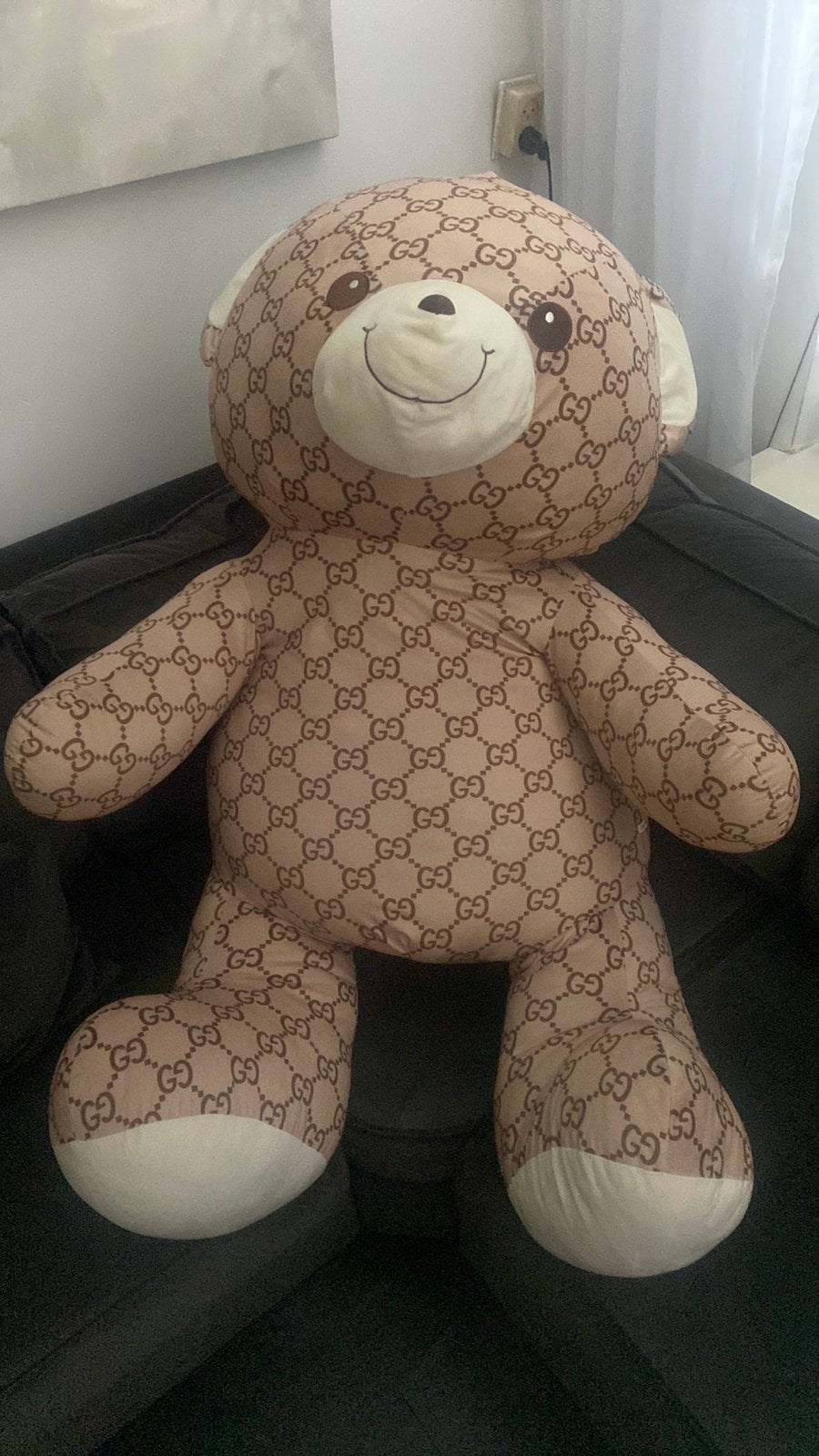 Grote knuffel beer met print, Kinderen en Baby's, Speelgoed | Knuffels en Pluche, Ophalen of Verzenden, Zo goed als nieuw, Beer