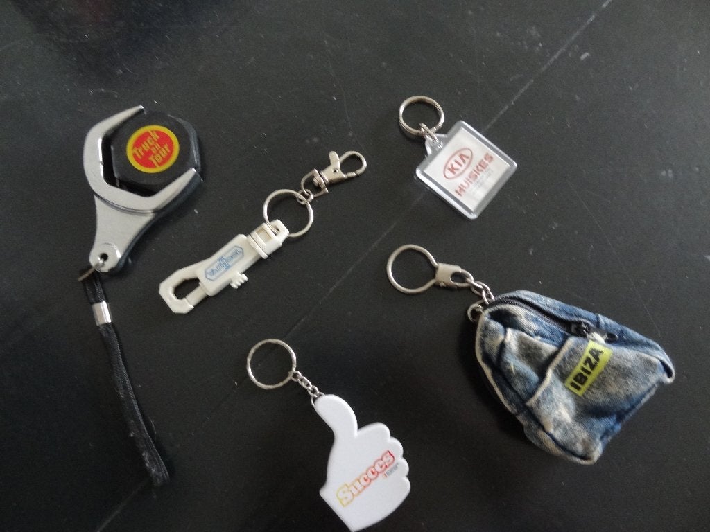 6  sleutelhangers, samen voor € 1,00, Ophalen of Verzenden, Gebruikt