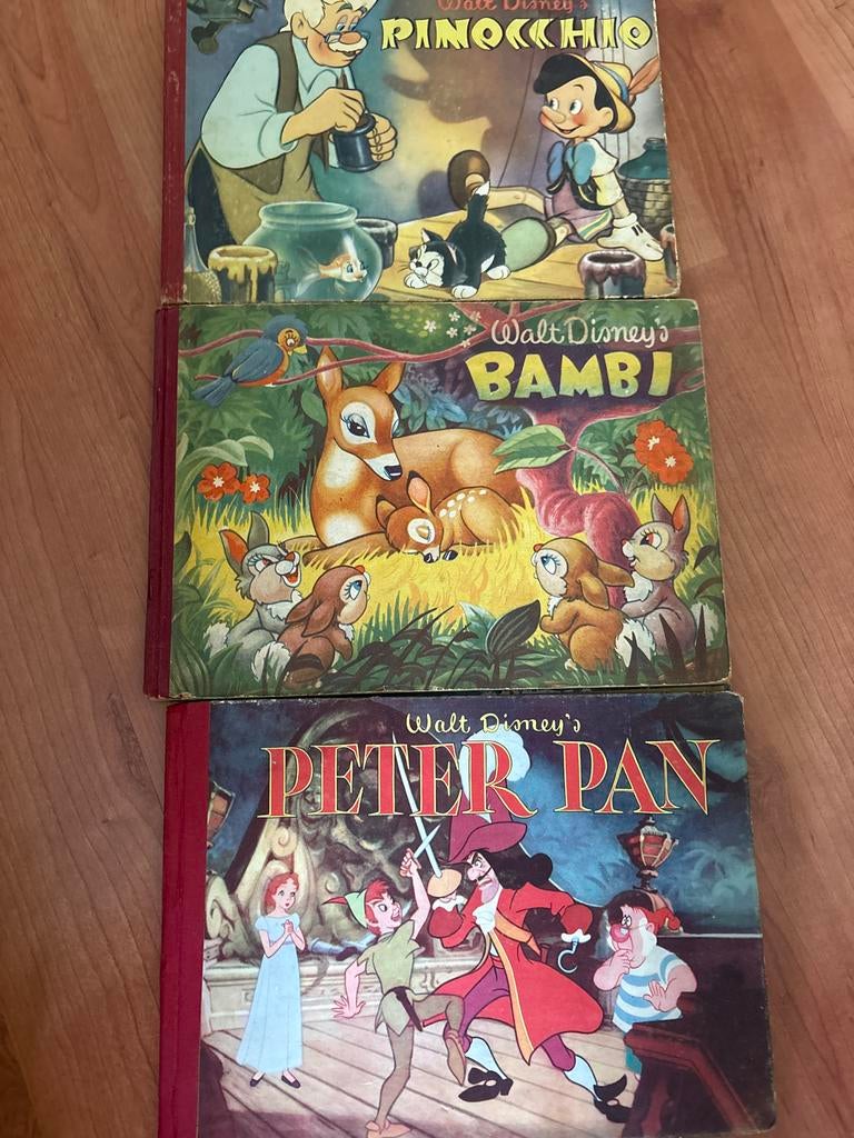 Vintage Walt Disney Boeken: Pinokkio, Bambi, Peter Pan, Ophalen, Gelezen, Sprookjes