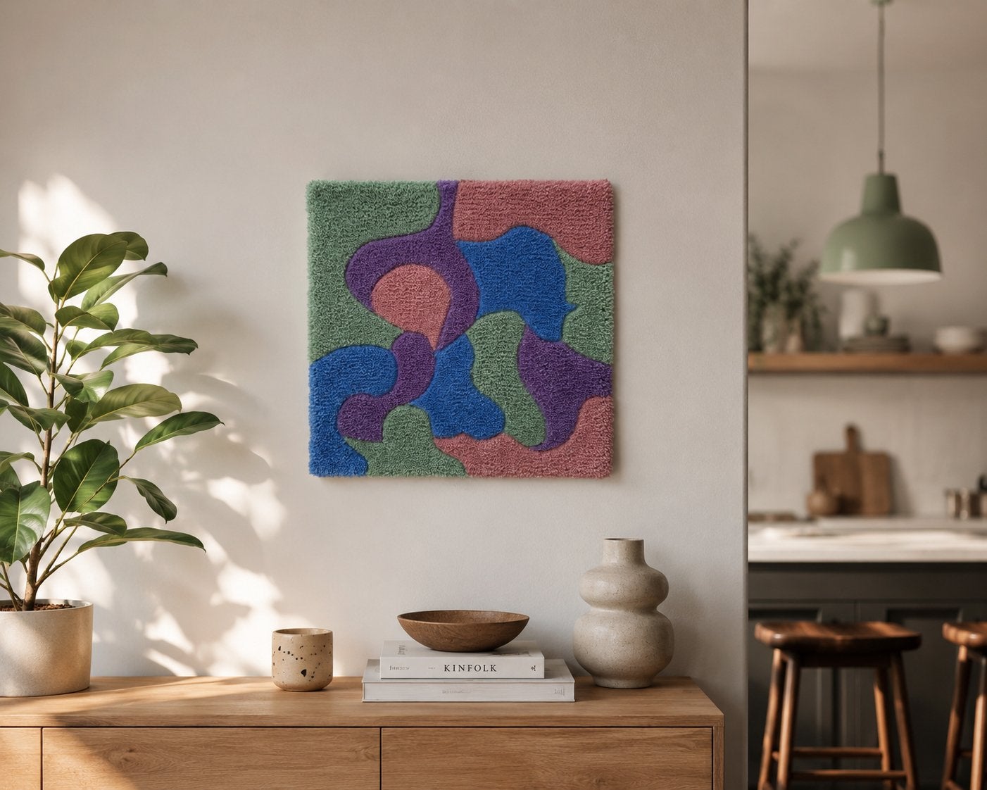 STUDIO SALE! 100% wollen wandkleed tufting techniek, Wandkleed, Nieuw, Ophalen of Verzenden, Natuurlijk materiaal