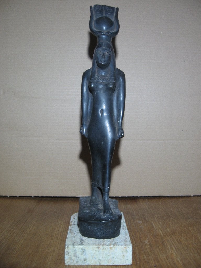 Egyptisch beeldje, Zwart, Ophalen of Verzenden, Beeld, 29 cm