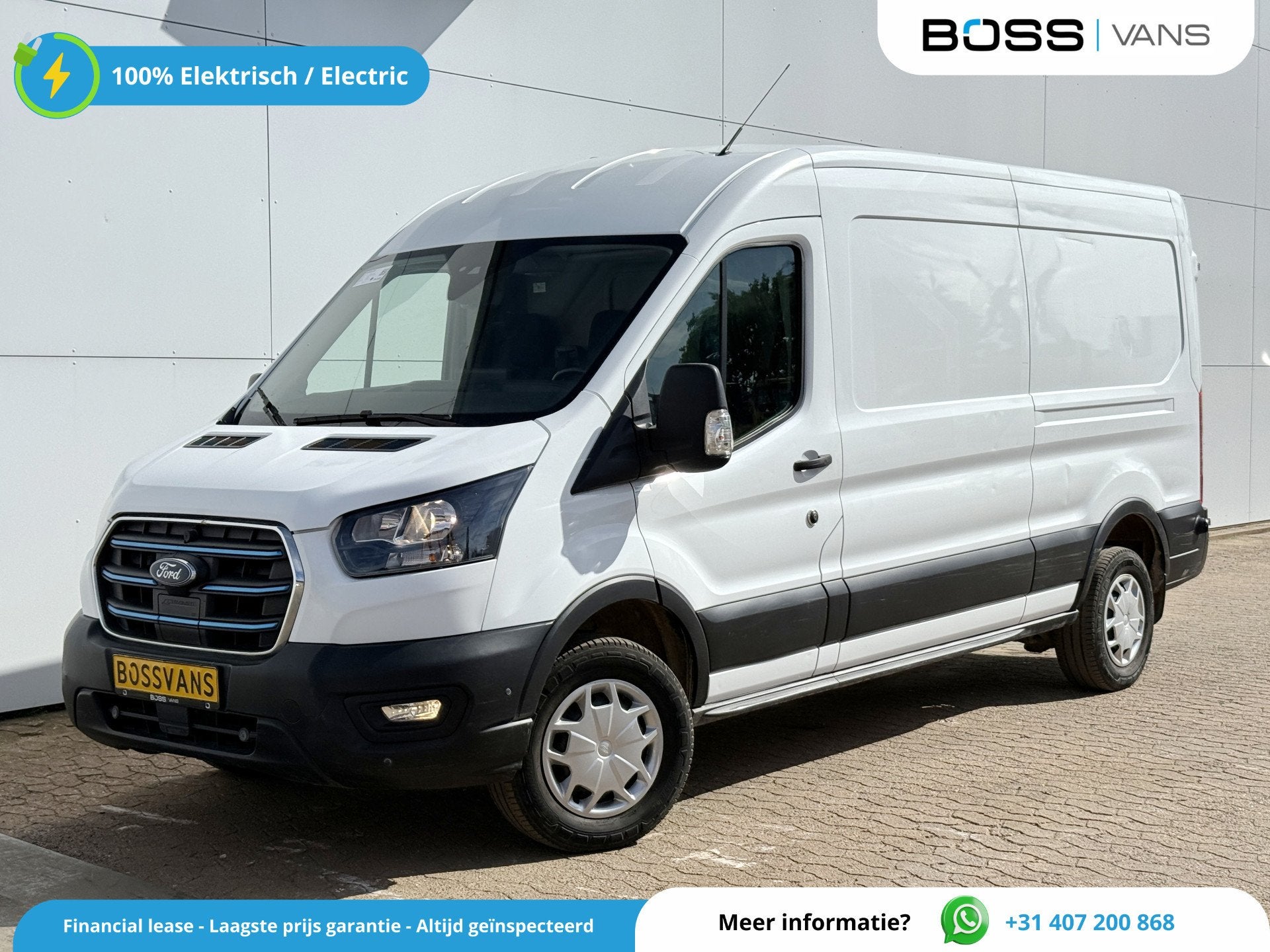 Ford E-Transit 68kWh 184PK L3H2 317km WLTP 94% (SOH) BEV Sne, Auto's, Automaat, Gebruikt, Zwart, Wit