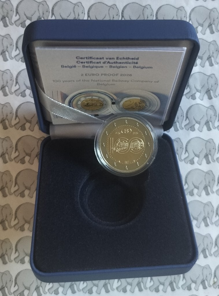 België 2 euro 2026 (36e) 100 j.Spoorwegen"" (proof), Ophalen of Verzenden, België, 2 euro, Losse munt
